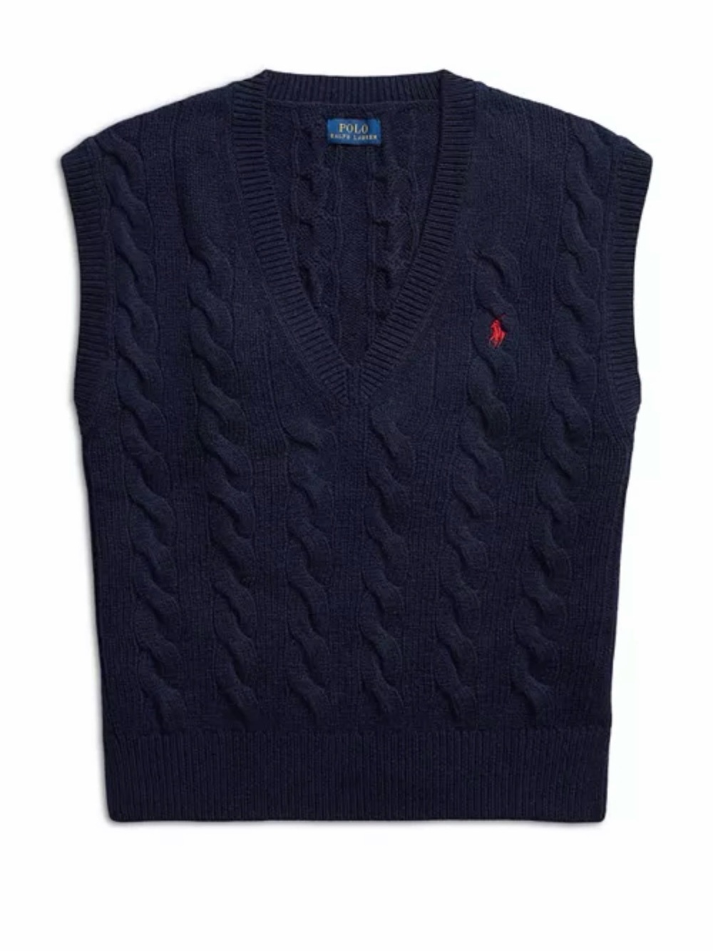 Polo by Ralph Lauren Navy Cable Knit V-Neck Sweater Vest Size S/M